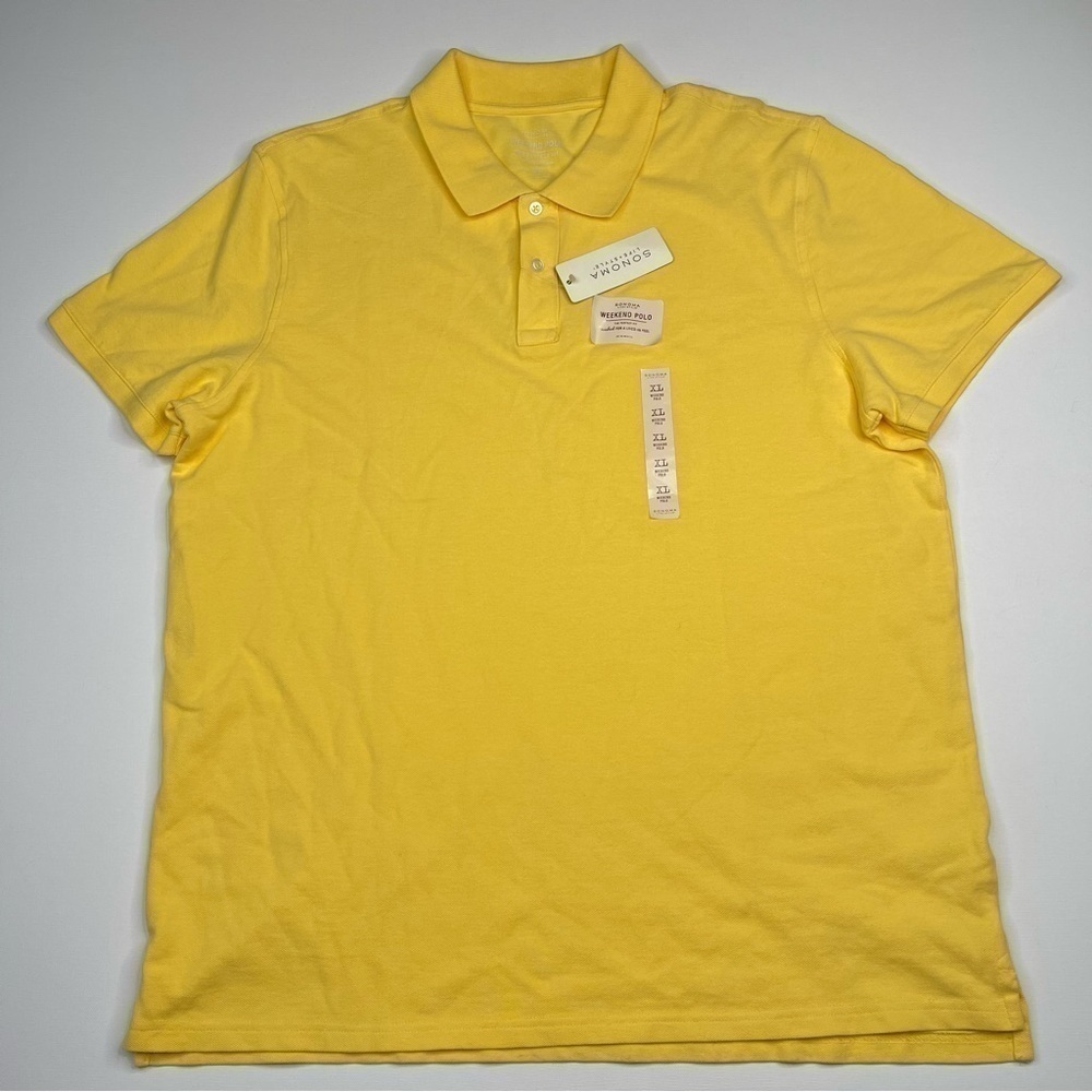 Sonoma Polo Shirt Golf Preppy Yellow Summer Casual Weekend Polo Resort XL New
